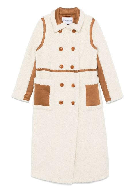 Cappotto Bibi con shearling in marrone e bianco Stand Studio - donna